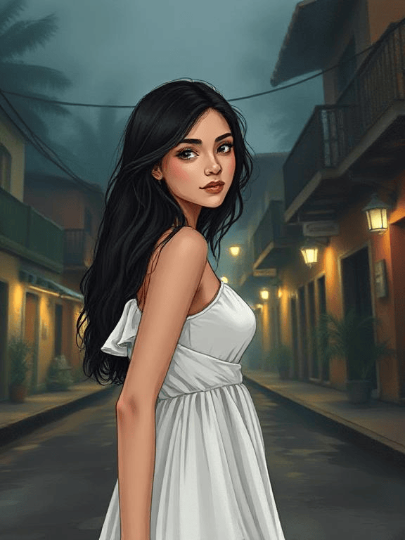 Beautiful woman in white dress