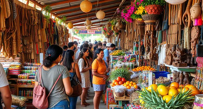 Costa Rican local market with handicrafts