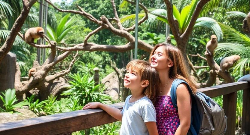 Family at an adventure park in Costa Rica with wildlife exhibits