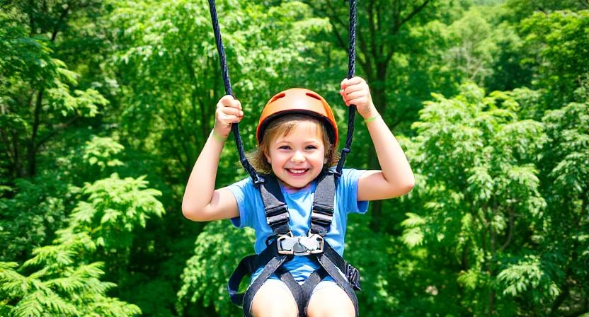 Young child enjoying a mini zipline adventure in Costa Rica