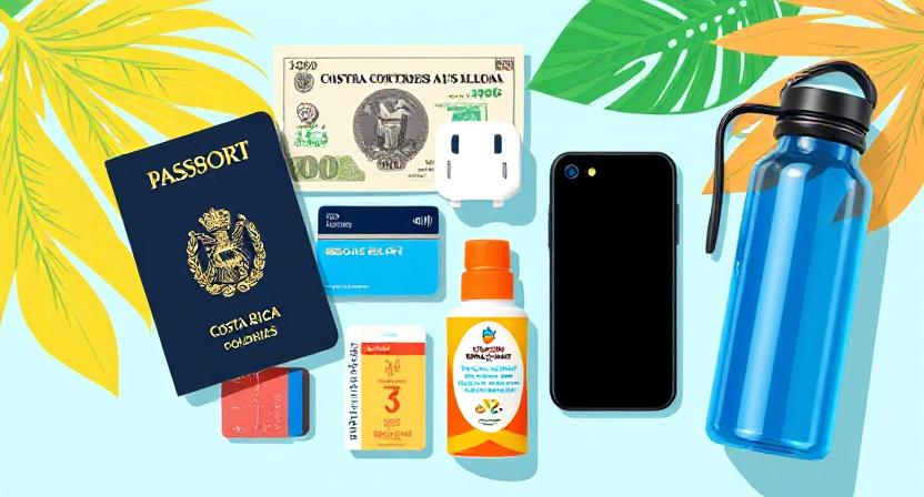 Packed backpack for Costa Rica travel