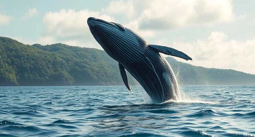 Whale breaching near the coast of Costa Rica